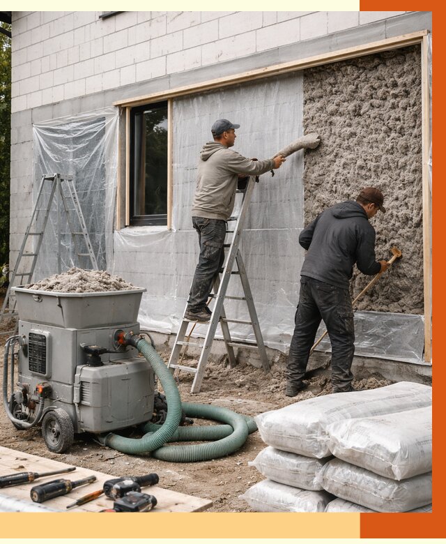 Утепление дома из газобетона эковатой в Гатчине от 4624 руб./м2 | ТепломастерГтч